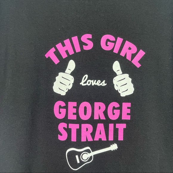 Hanes Shirt, This Girl Loves George Straight Graphic, Size Large. Black and Pink - Picture 2 of 5